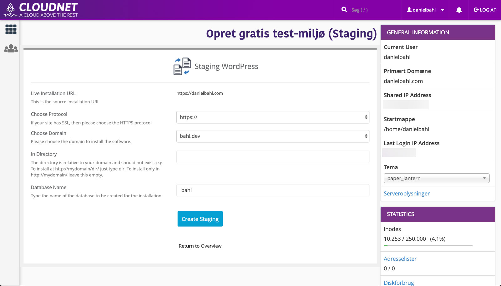 Wordpress Staging in Cloudnet cPanel