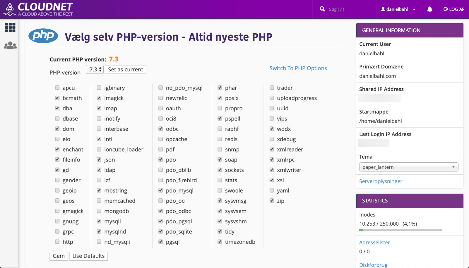 PHP Version Picker in Cloudnet cPanel